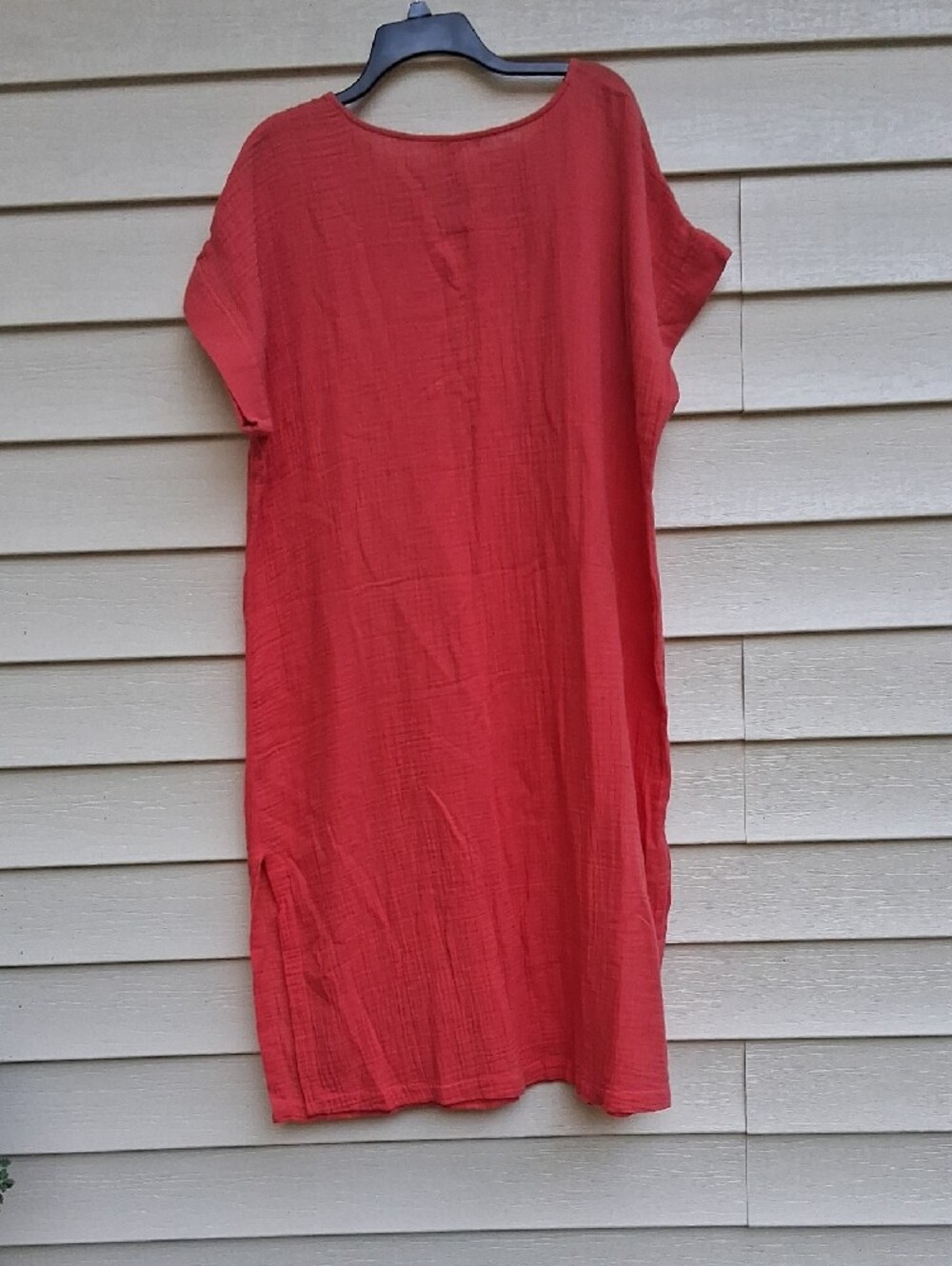 Eileen Fisher Coral Midi V-Neck Short Sleeve Dress 100% Organic Cotton - Picture 10 of 16